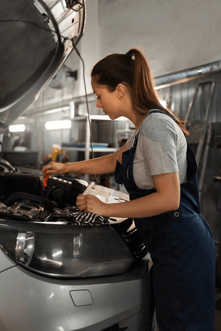 Mechanic working on car