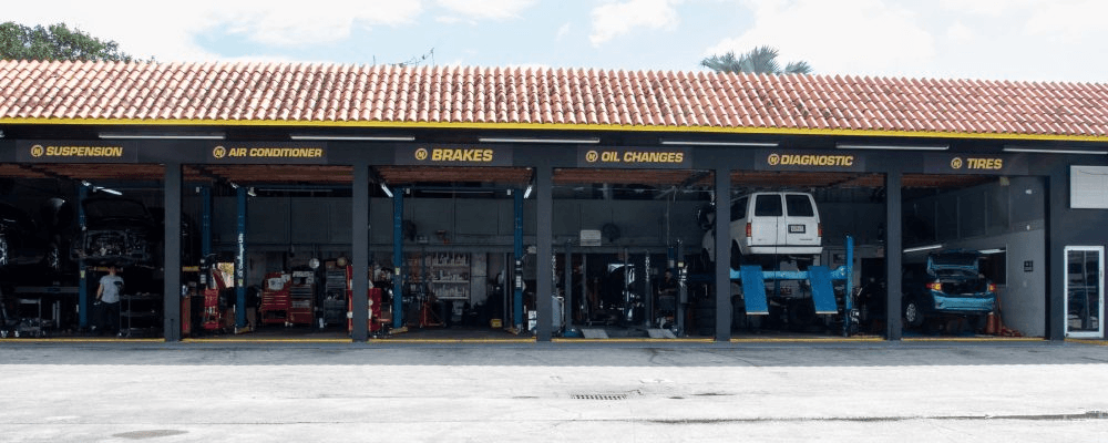 Service bays with cars being worked on